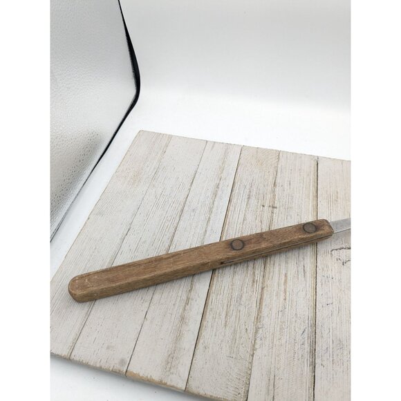 Vintage Flint Arrowhead Stainless USA Serving Meat Fork 17 1/2" Wooden Handle US - Picture 2 of 7